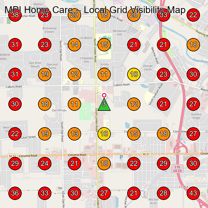 MPI Home Care GeoGrid visibility map for Home Health Care Service in Kenosha